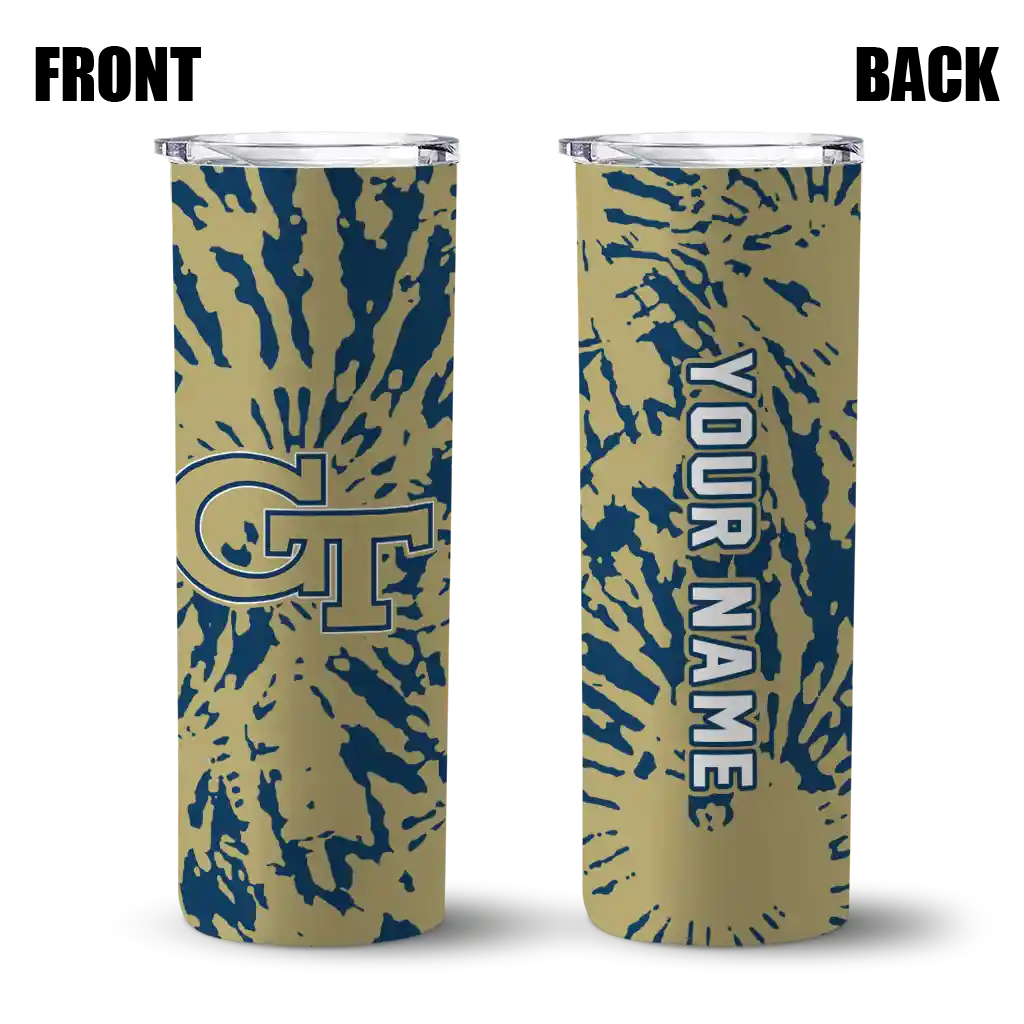 custom-georgia-tech-yellow-jackets-metallic-grid-gold-skinny-tumbler-fashion-forward.webp