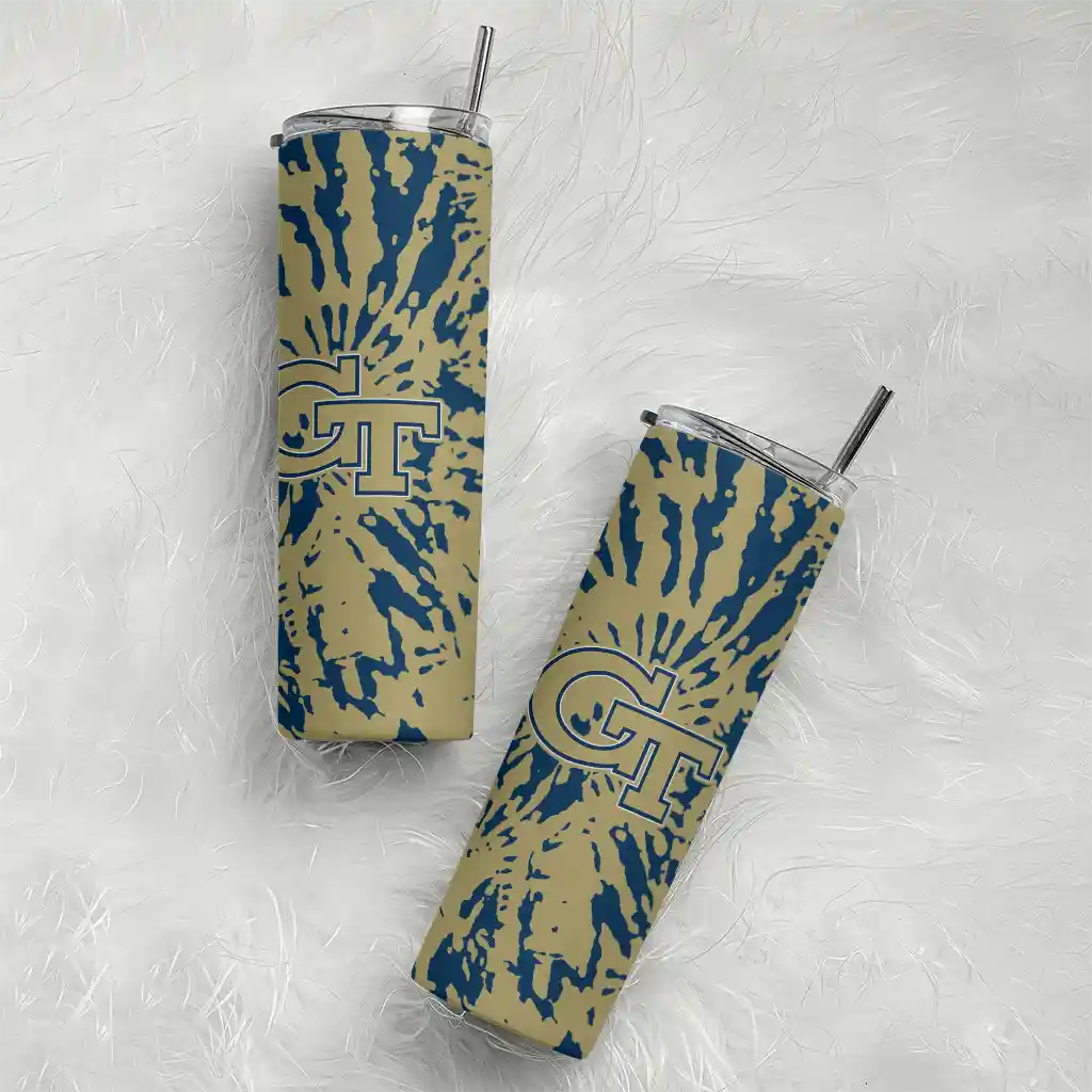 custom-georgia-tech-yellow-jackets-metallic-grid-gold-skinny-tumbler-top-rated.webp