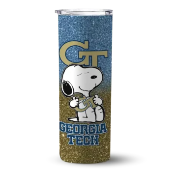 Custom Georgia Tech Yellow Jackets Snoopy Attitude Gold Skinny Tumbler