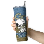 custom georgia tech yellow jackets snoopy attitude gold skinny tumbler best selling 1 1 6.webp