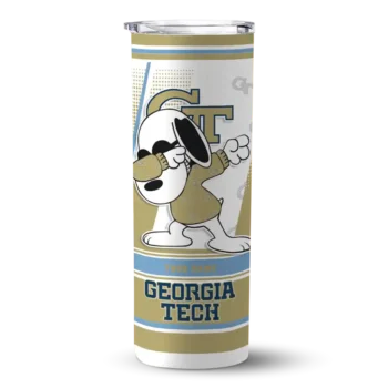 Custom Georgia Tech Yellow Jackets Snoopy Dog Gold White Skinny Tumbler