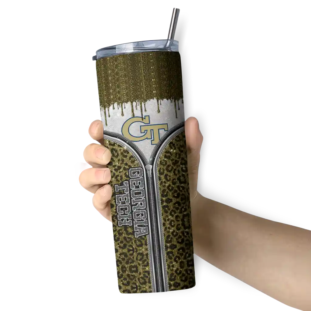 custom-georgia-tech-yellow-jackets-sparkle-drip-gold-skinny-tumbler-premium-grade.webp