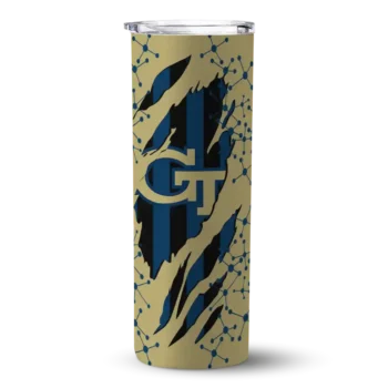 Custom Georgia Tech Yellow Jackets Star Pop Gold Black Skinny Tumbler