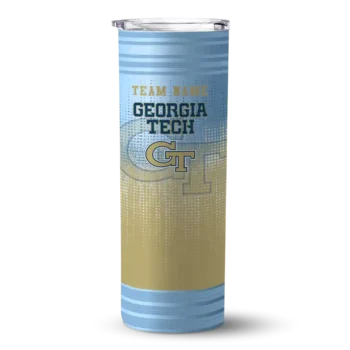 Custom Georgia Tech Yellow Jackets Swirl Texture Gold Skinny Tumbler