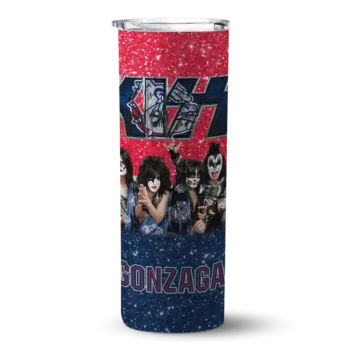 Custom Gonzaga Bulldogs Kiss Band Red Skinny Tumbler