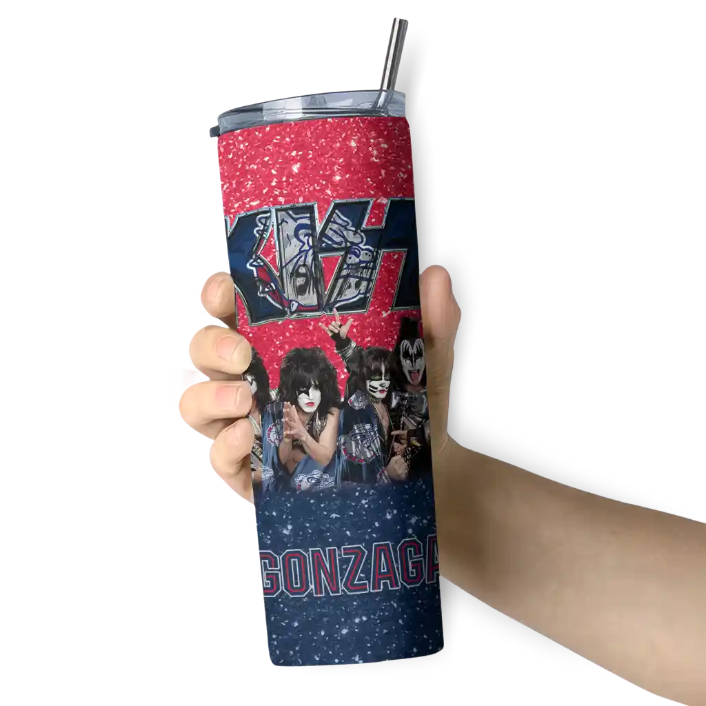 custom-gonzaga-bulldogs-kiss-band-red-skinny-tumbler-premium-grade.webp