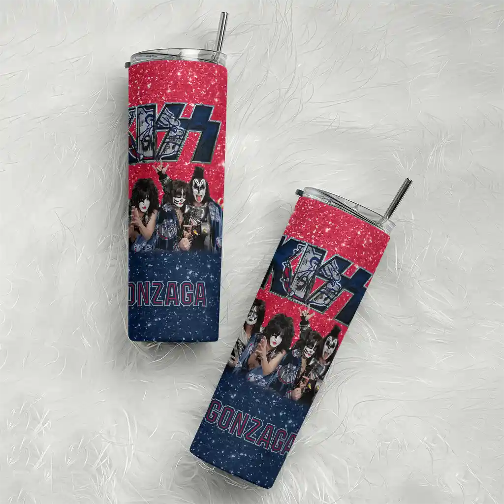 custom-gonzaga-bulldogs-kiss-band-red-skinny-tumbler-top-rated.webp