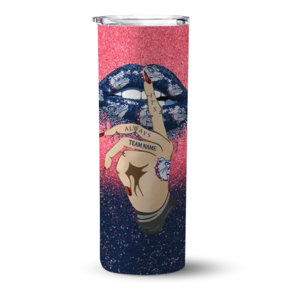 custom gonzaga bulldogs sparkle lips blue skinny tumbler best selling 1