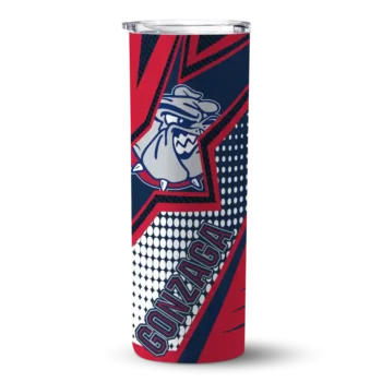 Custom Gonzaga Bulldogs Web Stripes Blue White Skinny Tumbler
