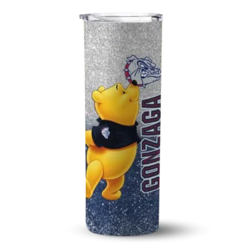 Custom Gonzaga Bulldogs Winnie the Pooh Blue Gray Skinny Tumbler