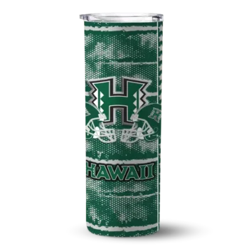 Custom Hawaii Rainbow Warriors Chevron Patch Green Skinny Tumbler