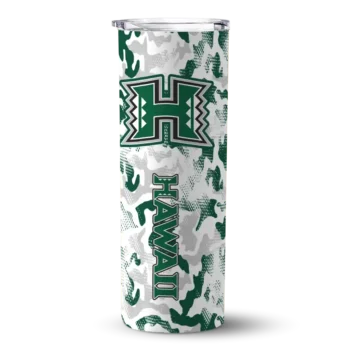 Custom Hawaii Rainbow Warriors Claw Marks Green White Skinny Tumbler