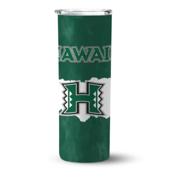 Custom Hawaii Rainbow Warriors Torn Band Green White Skinny Tumbler