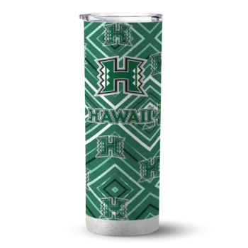 Custom Hawaii Rainbow Warriors Zipper Leopard Green Skinny Tumbler