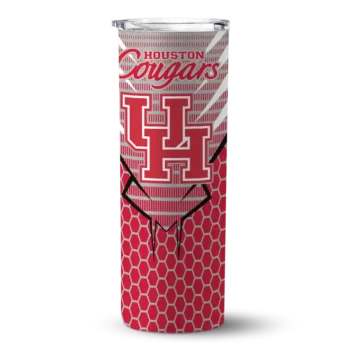 Custom Houston Cougars Chevron Stripes Red Skinny Tumbler
