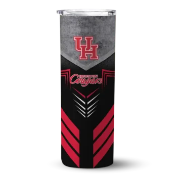 Custom Houston Cougars Hexagon Honeycomb Red Black Skinny Tumbler