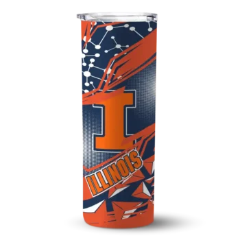 Custom Illinois Fighting Illini Helmet Clash Blue Skinny Tumbler