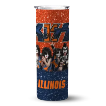 Custom Illinois Fighting Illini Kiss Band Orange Skinny Tumbler