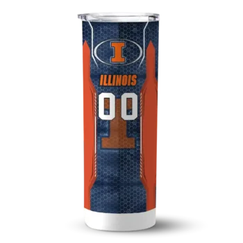 Custom Illinois Fighting Illini Stacked Diamond Blue Skinny Tumbler