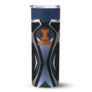 Custom Illinois Fighting Illini Superman Emblem Blue Black Skinny Tumbler