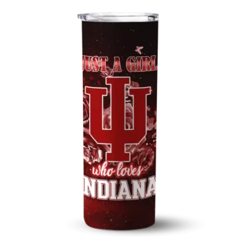 Custom Indiana Hoosiers Rose Romance Red Black Skinny Tumbler