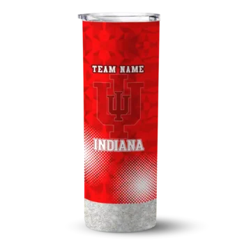 Custom Indiana Hoosiers Starburst Tiles Red Skinny Tumbler