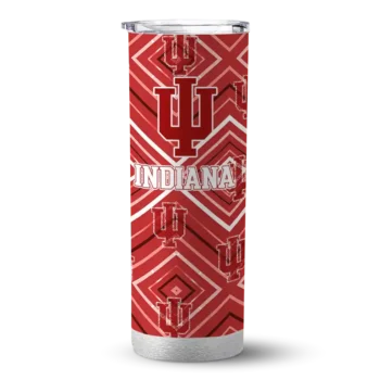 Custom Indiana Hoosiers Zipper Leopard Red Skinny Tumbler