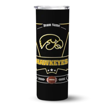 Custom Iowa Hawkeyes Helmet Belt Black Skinny Tumbler