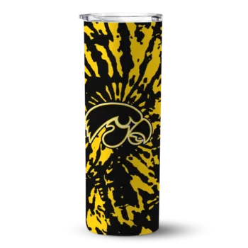 Custom Iowa Hawkeyes Metallic Grid Black Skinny Tumbler