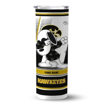 Custom Iowa Hawkeyes Snoopy Dog Black White Skinny Tumbler