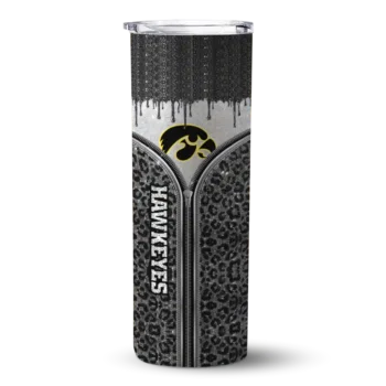 Custom Iowa Hawkeyes Sparkle Drip Black Skinny Tumbler