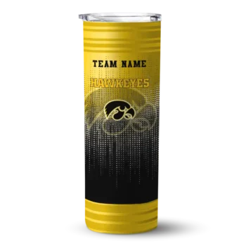 Custom Iowa Hawkeyes Swirl Texture Black Skinny Tumbler