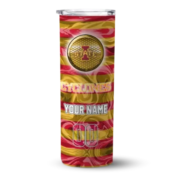 Custom Iowa State Cyclones Patterned Waves Red Skinny Tumbler