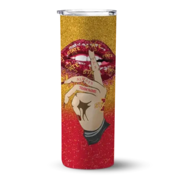 Custom Iowa State Cyclones Sparkle Lips Red Skinny Tumbler
