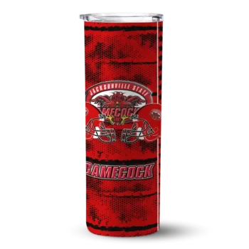 Custom Jacksonville State Gamecocks Chevron Patch Red Skinny Tumbler