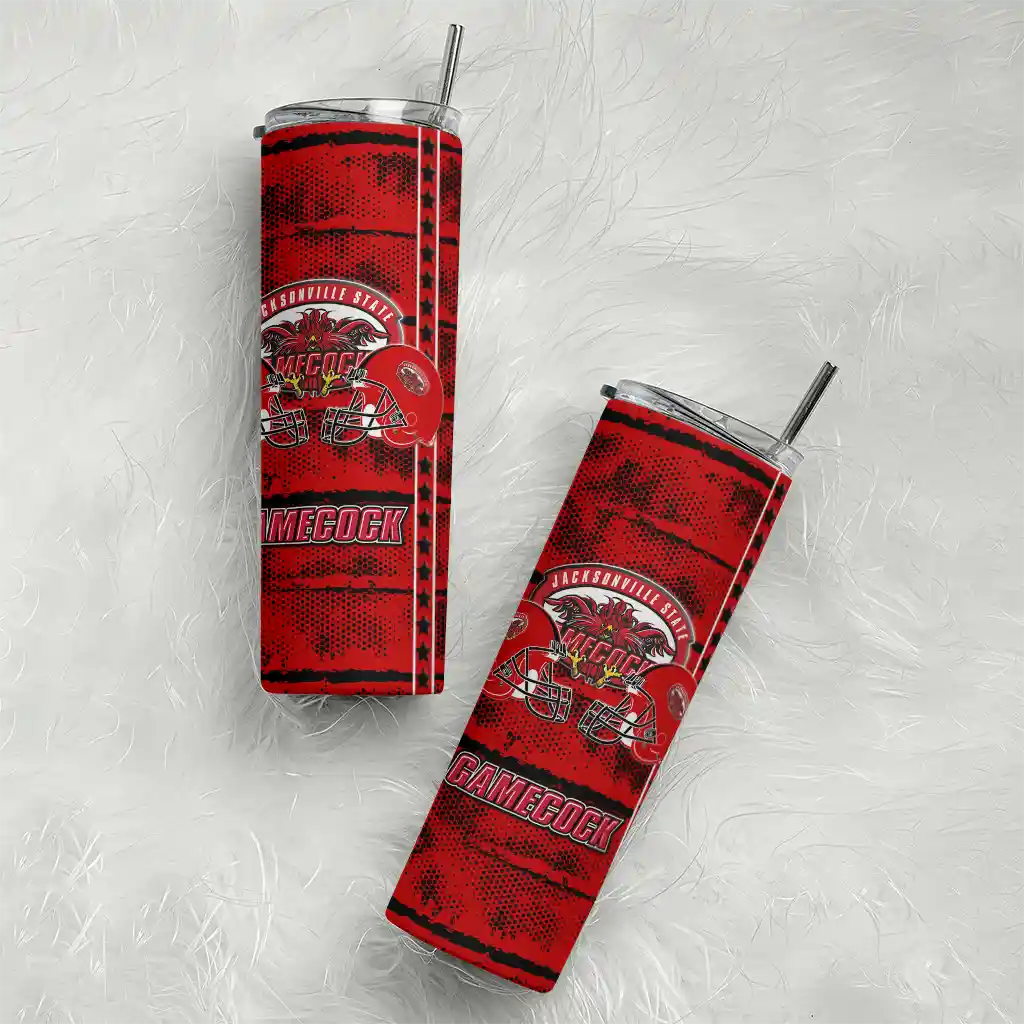 custom-jacksonville-state-gamecocks-chevron-patch-red-skinny-tumbler-top-rated.webp