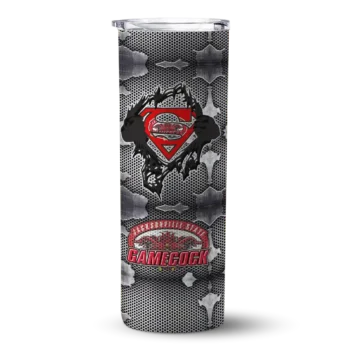 Custom Jacksonville State Gamecocks Chevron V Red Gray Skinny Tumbler