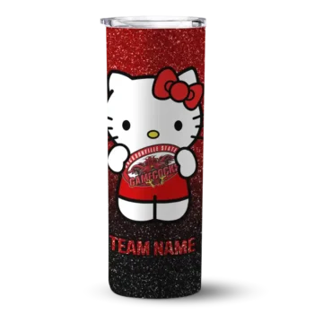Custom Jacksonville State Gamecocks Hello Kitty Red Black Skinny Tumbler