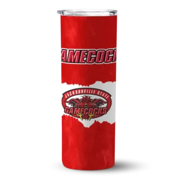 Custom Jacksonville State Gamecocks Torn Band Red White Skinny Tumbler