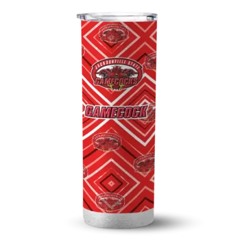 Custom Jacksonville State Gamecocks Zipper Leopard Red Skinny Tumbler