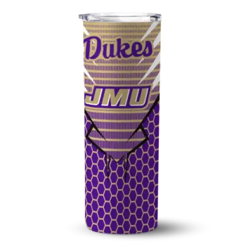 Custom James Madison Dukes Chevron Stripes Purple Skinny Tumbler