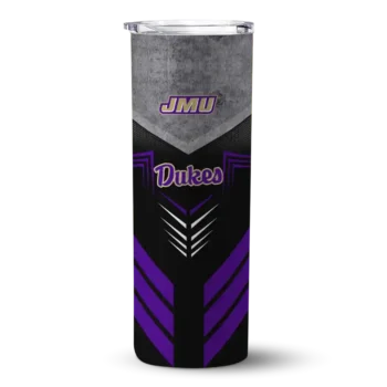 Custom James Madison Dukes Hexagon Honeycomb Purple Black Skinny Tumbler