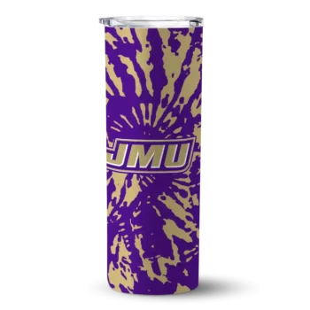 Custom James Madison Dukes Metallic Grid Purple Skinny Tumbler