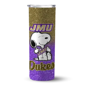 Custom James Madison Dukes Snoopy Attitude Purple Skinny Tumbler