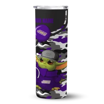 Custom James Madison Dukes Yoda Camo Purple Black Skinny Tumbler