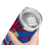 custom-kansas-jayhawks-web-stripes-blue-white-skinny-tumbler-best-selling.webp