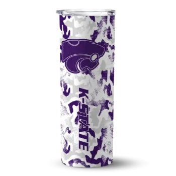Custom Kansas State Wildcats Claw Marks Purple White Skinny Tumbler