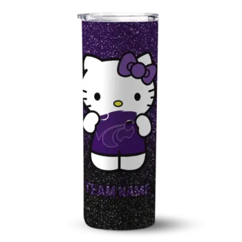 Custom Kansas State Wildcats Hello Kitty Purple Black Skinny Tumbler