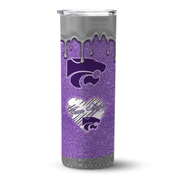 Custom Kansas State Wildcats Pixel Fade Purple Skinny Tumbler
