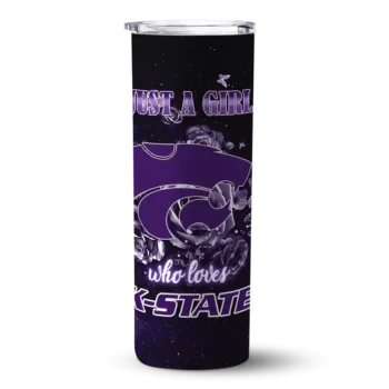 Custom Kansas State Wildcats Rose Romance Purple Black Skinny Tumbler